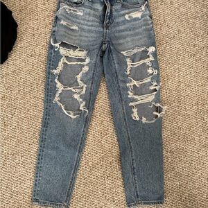 American Eagle Outfitters Ripped Blue Ankle Jeans